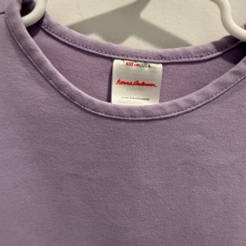 Hanna Andersson Lilac Bubble Sleeve Swing Spring Cotton Jersey Dress w pockets 4